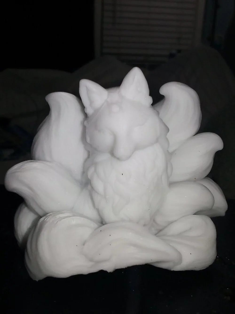 Handmade Elegant White Nine Tail Fox Statue